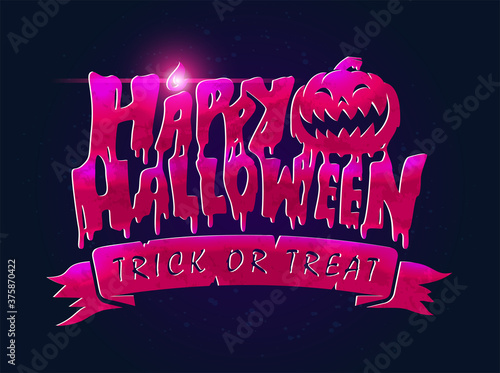 Happy Halloween Text Banner, Vector