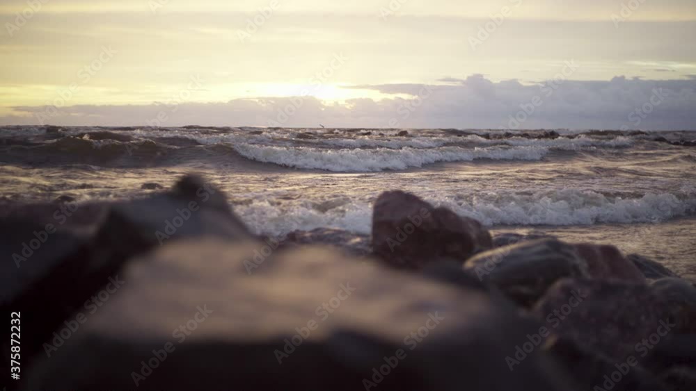 Summer sunset over the Baltic sea in slow motion Summer sunset over the Baltic sea in slow motion