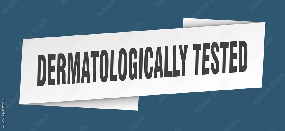 dermatologically tested banner template. ribbon label sign. sticker