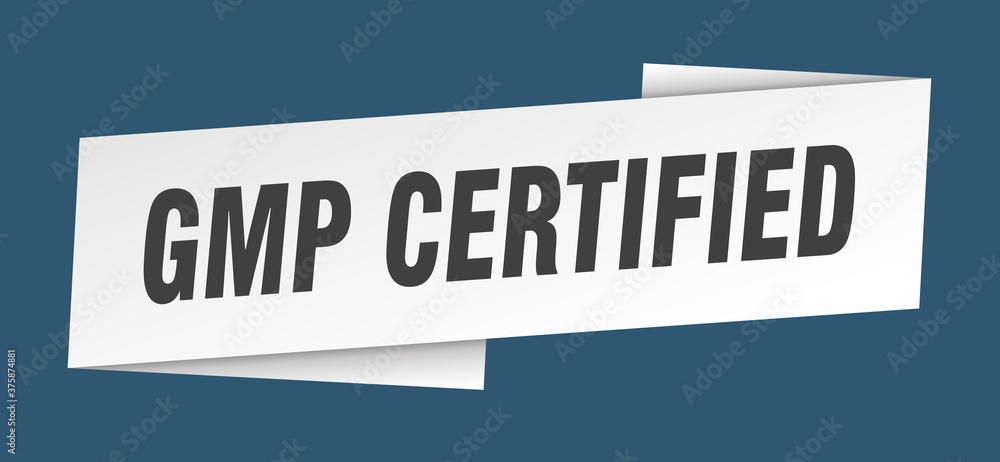 gmp certified banner template. ribbon label sign. sticker