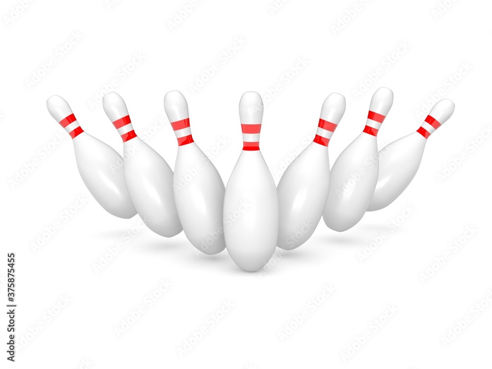 3D Bowling Pins on white background 3D Bowling Pins on white background