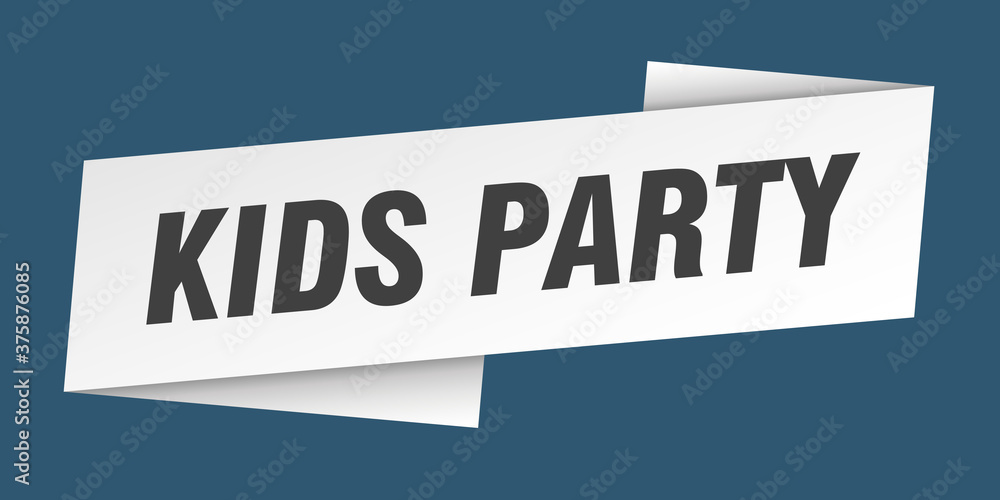 kids party banner template. ribbon label sign. sticker