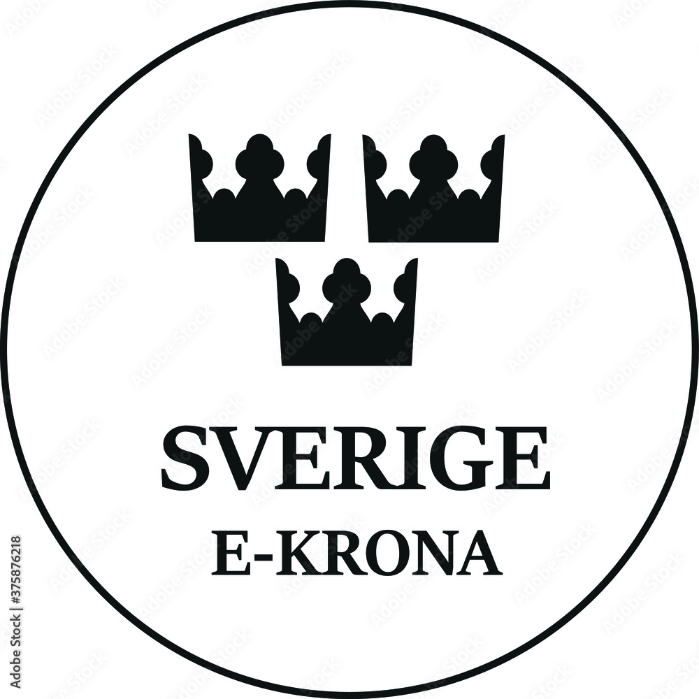 Swedish E-krona block chain currency vector symbol. Electronic money in Sweden. Swedish E-krona block chain currency vector symbol. Electronic money in Sweden.