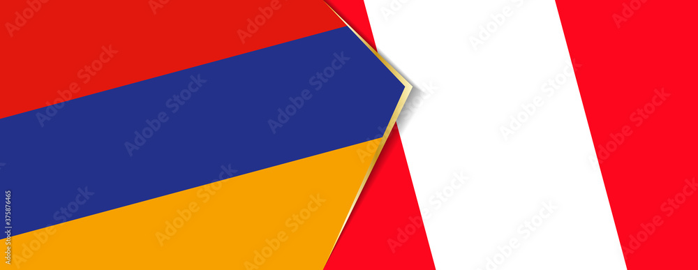 Armenia and Peru flags, two vector flags.