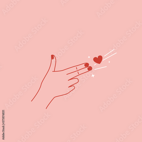 Vector abstract logo design template in simple linear style - hands gesture, love and friendship concepts - tattoo and sticker design element. Valentine's day greeting card in minimal style