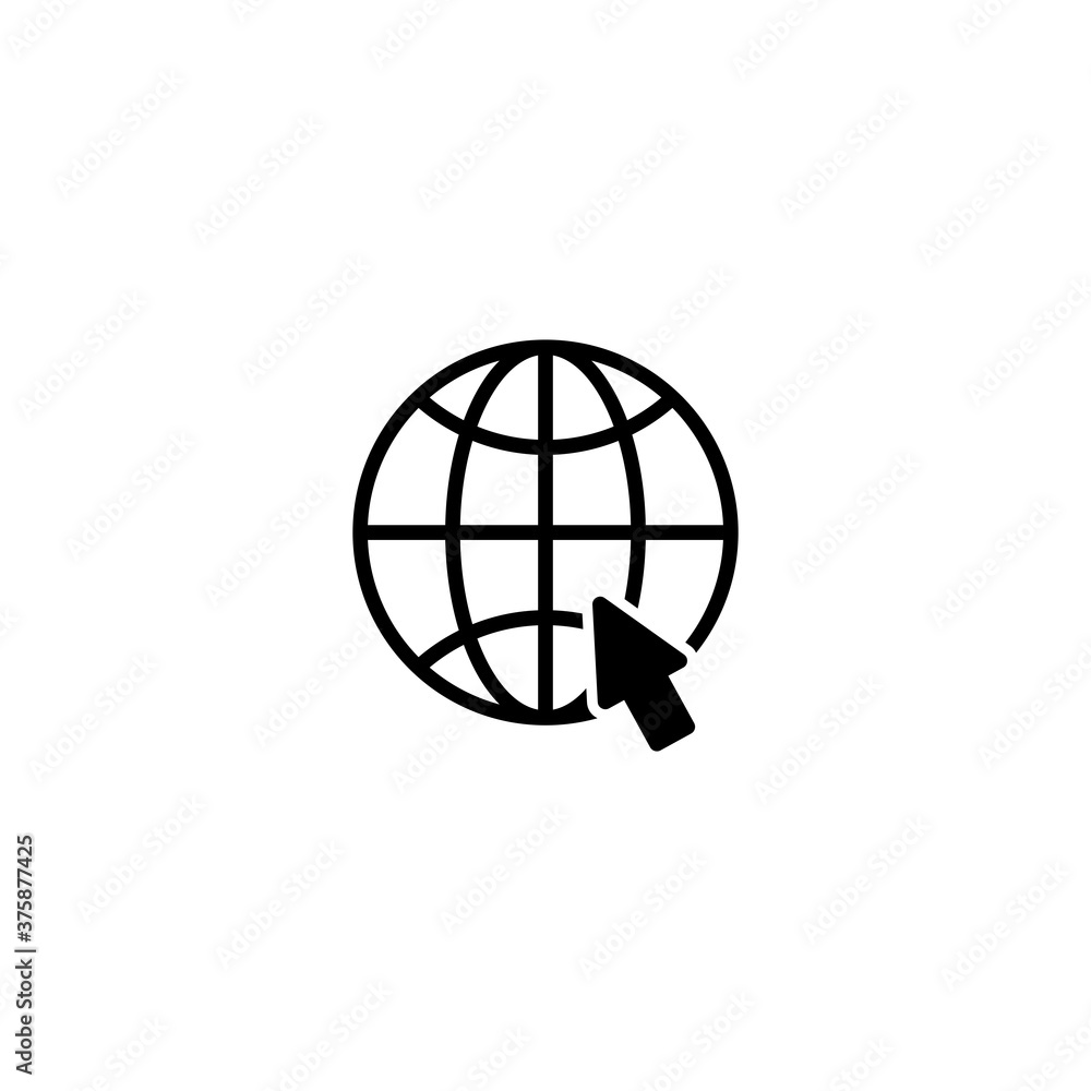 globe icon vector symbol of go to website isolated illustration white background globe icon vector symbol of go to website isolated illustration white background