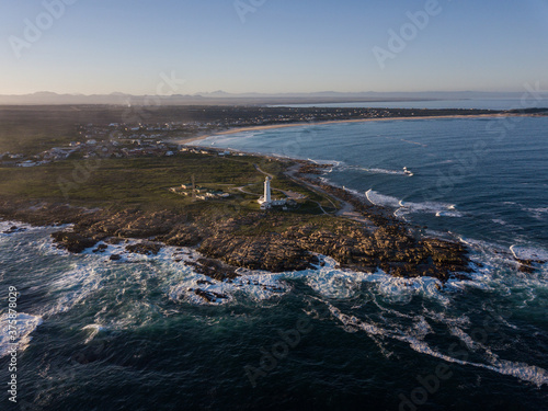 Tableau sur toile drone photo of Cape St. Francis lighthouse and the bay