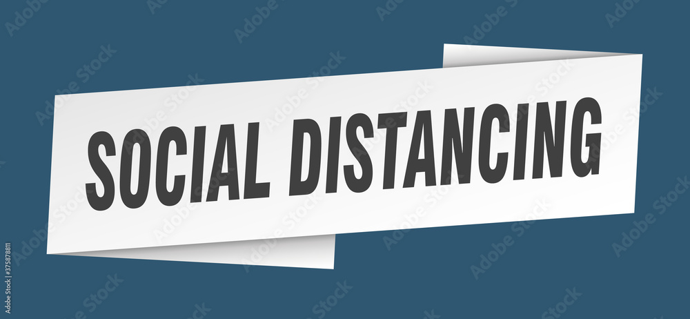 social distancing banner template. ribbon label sign. sticker