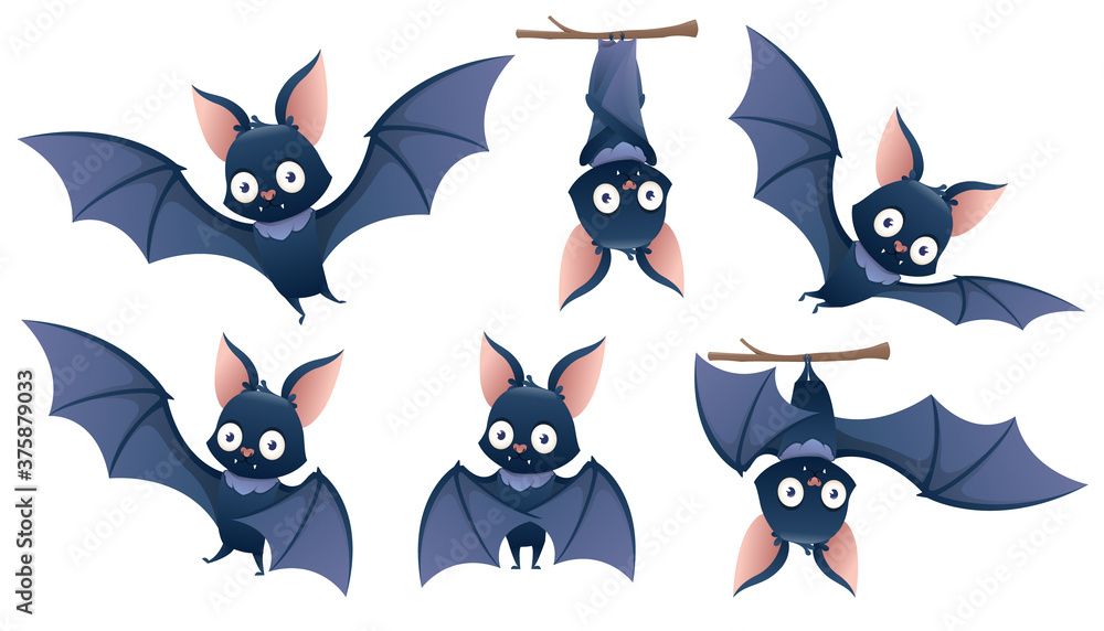 Collection of cartoon Halloween bat