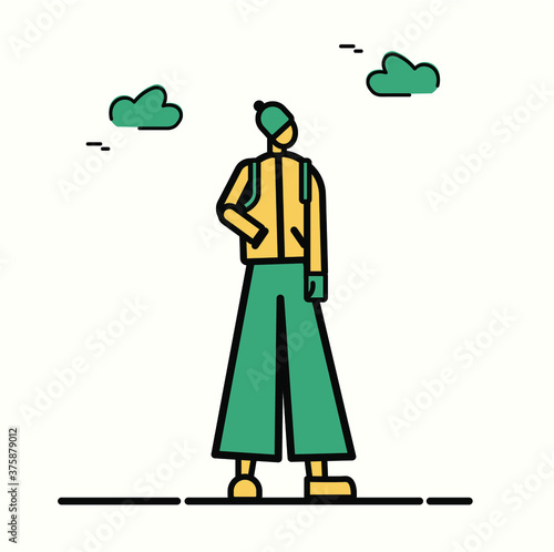 Tourist line art icon isolated. Traveling people. Trip and vacation.