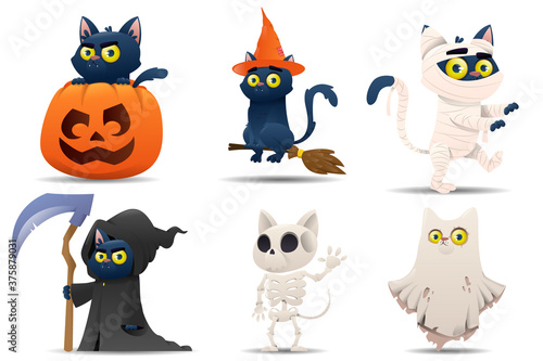 Collection of Halloween characters cats