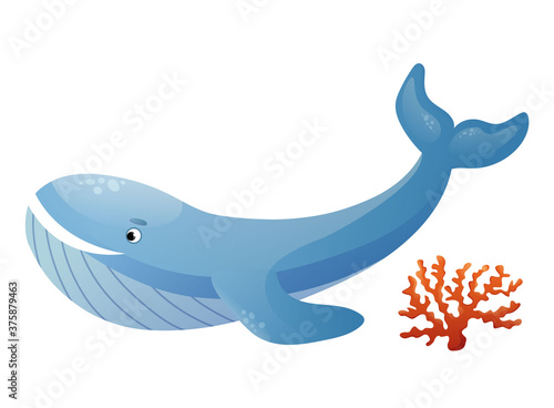 Cartoon ute whale, sea animal