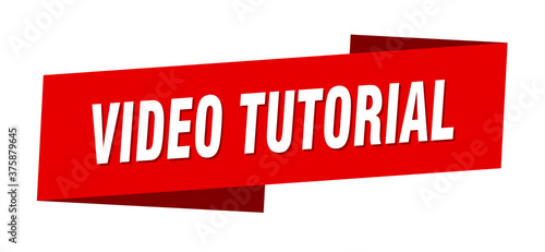 video tutorial banner template. ribbon label sign. sticker