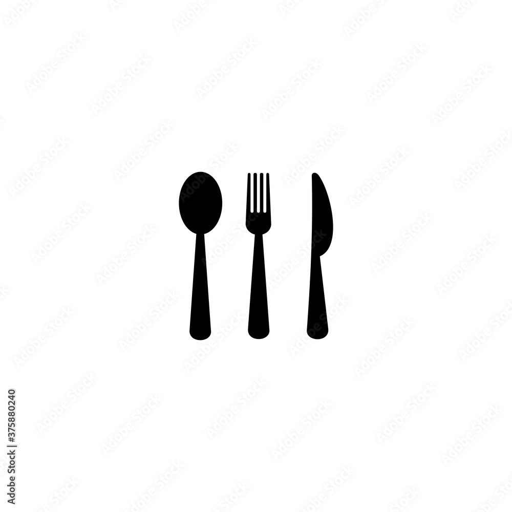 spoon, fork, knife & plate icon vector symbol of restaurant isolated illustration white background spoon, fork, knife & plate icon vector symbol of restaurant isolated illustration white background