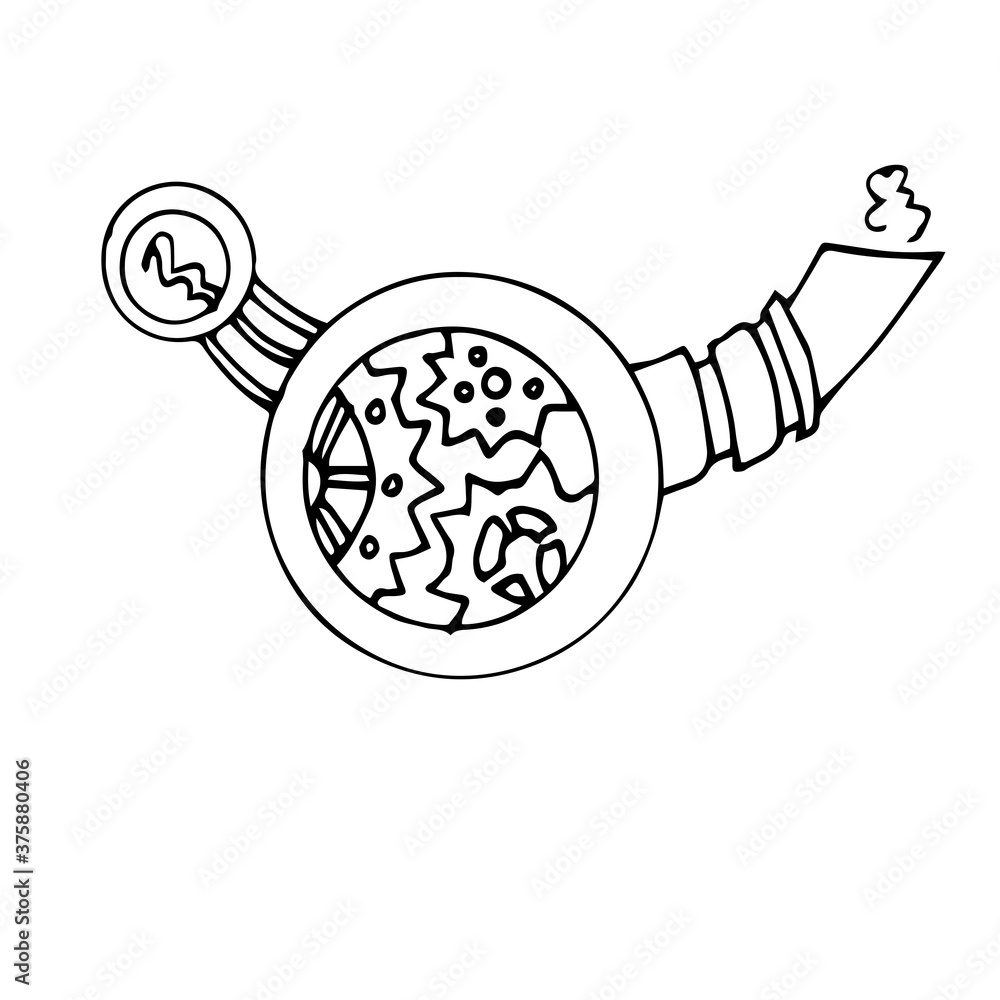 Zodiac sign.Taurus. Horoscope for steampunk. Vector linear illustration