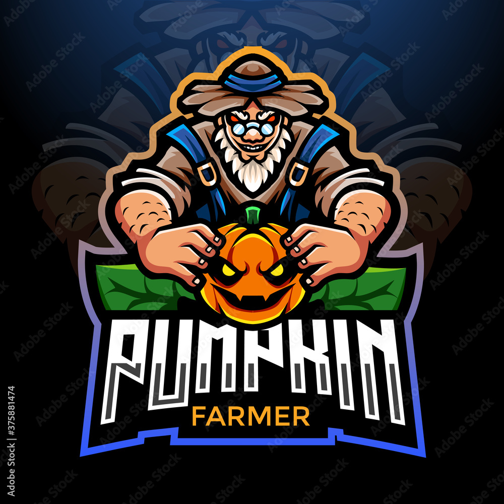 Farmer of pumpkin esport logo mascot design