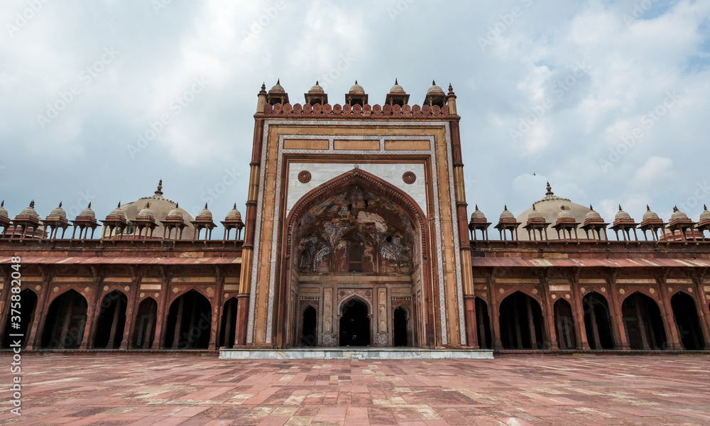 Fatehpur Sikri, India - September 2020: View of the Jama Masjid Mosque in Fatehpur Sikri on September 4, 2020 in Uttar Pradesh, India.