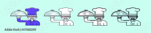 set of robot chef cartoon icon design template with various models. vector illustration