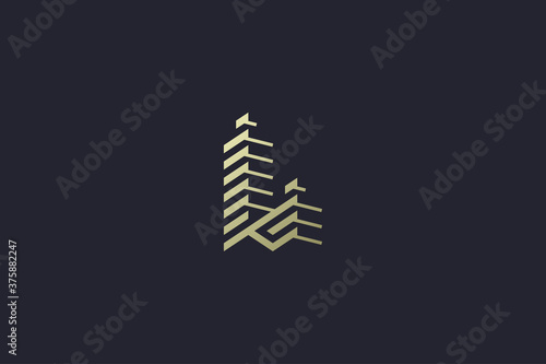 Luxury Gold Building Rear Estate Logo