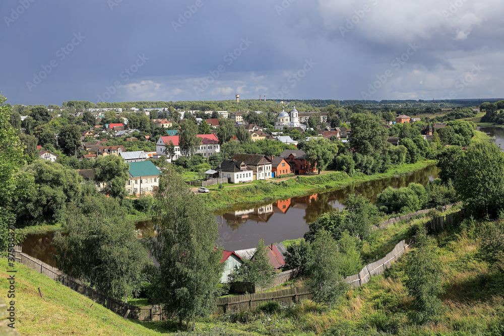 View from the ramparts of the Tvertsa river and the city of Torzhok