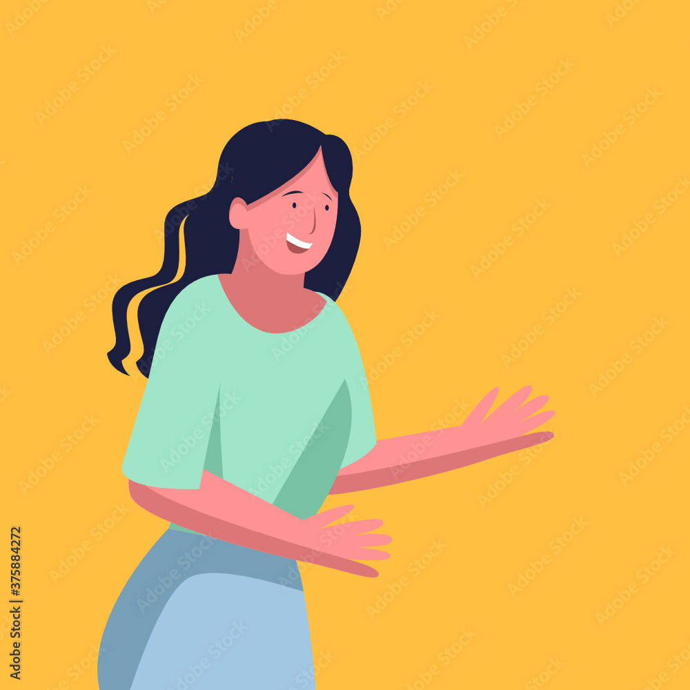 Vector girl smiling, girl on yellow background Vector girl smiling, girl on yellow background