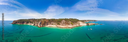 Panoramic drone view of Pointe de Saint-Hernot or Ile Vierge photo