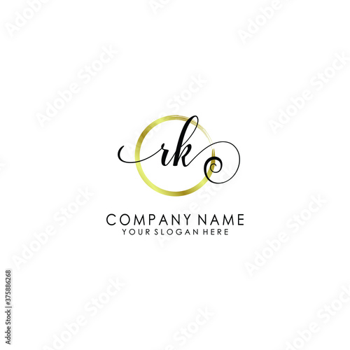 RK Initial handwriting logo template vector 