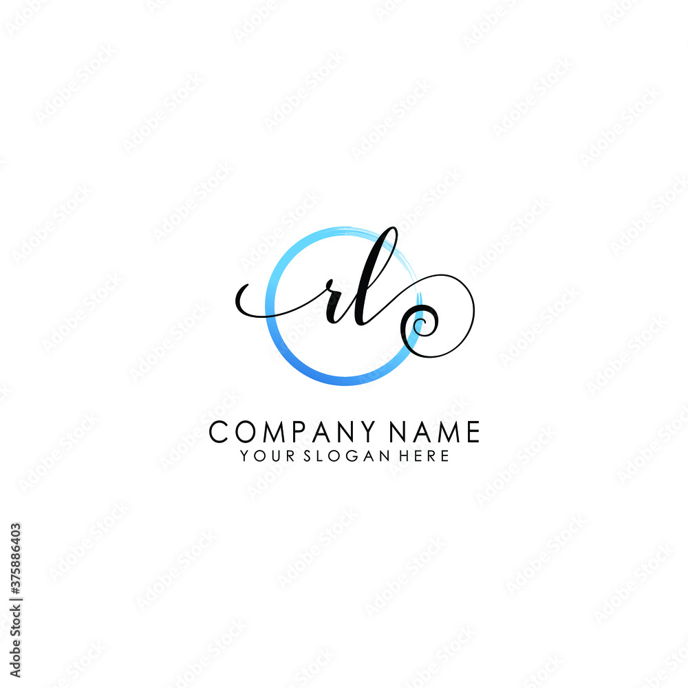 Fototapeta premium RL Initial handwriting logo template vector