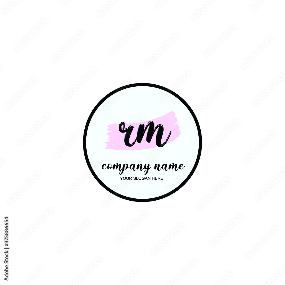RM Initial handwriting logo template vector RM Initial handwriting logo template vector