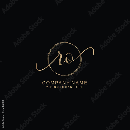 RO Initial handwriting logo template vector