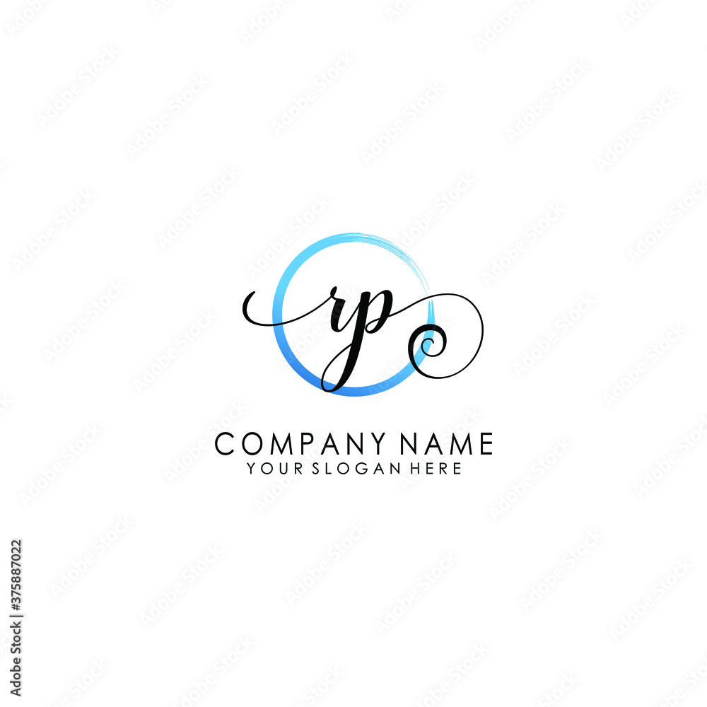 RP Initial handwriting logo template vector RP Initial handwriting logo template vector