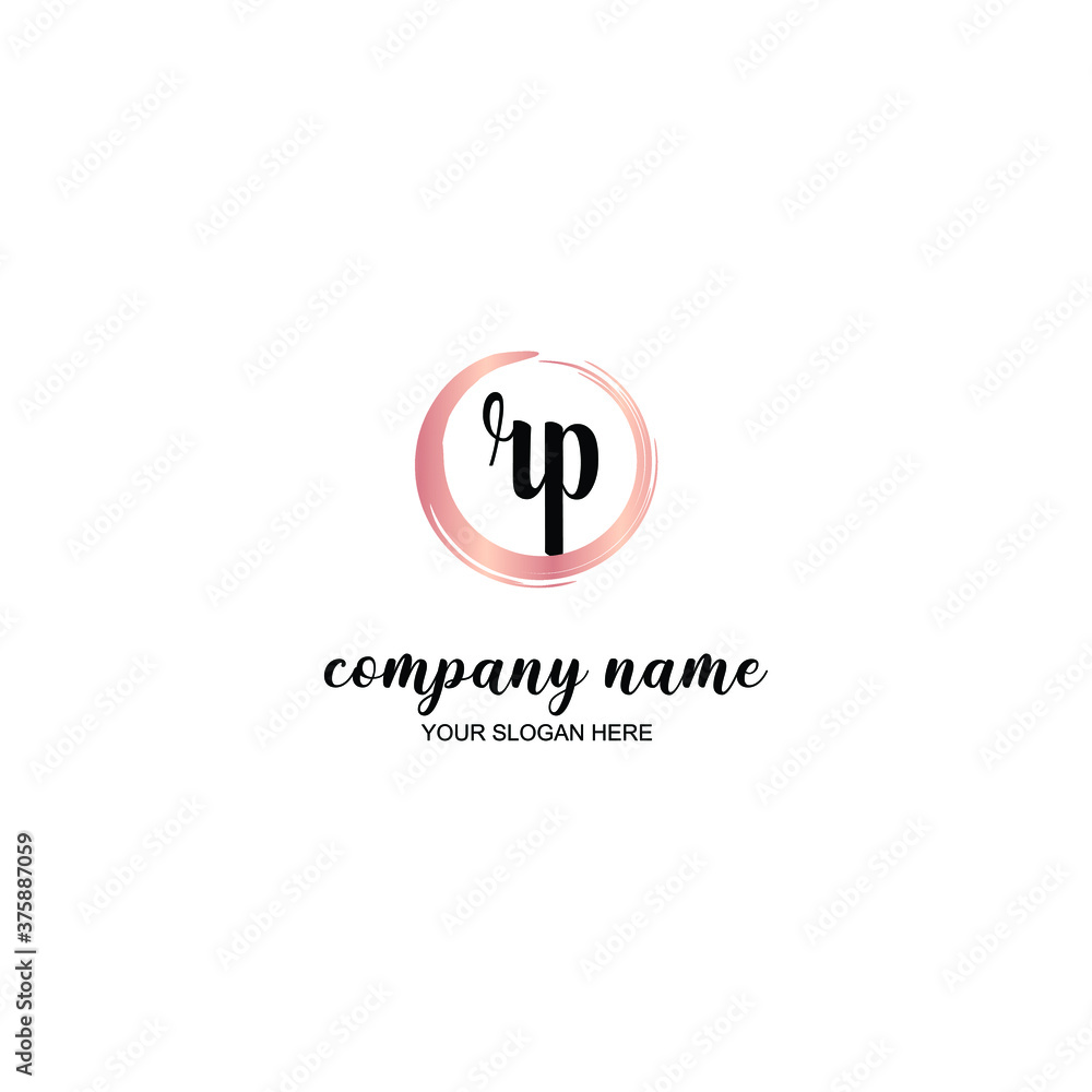 RP Initial handwriting logo template vector RP Initial handwriting logo template vector