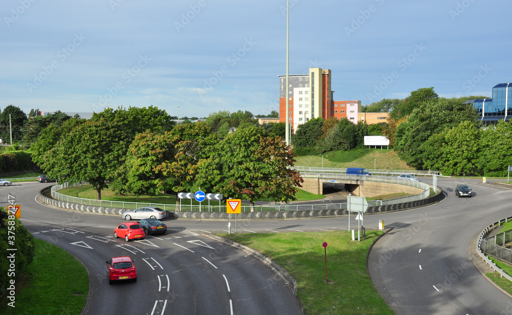 Obraz premium Road Junction and Roundabout, Stevenage, Hertfordshire