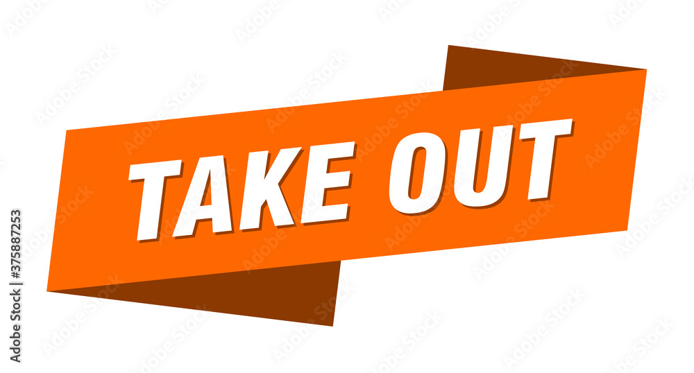 take out banner template. ribbon label sign. sticker