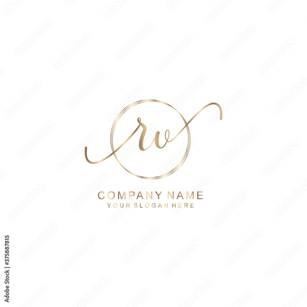 RV Initial handwriting logo template vector RV Initial handwriting logo template vector