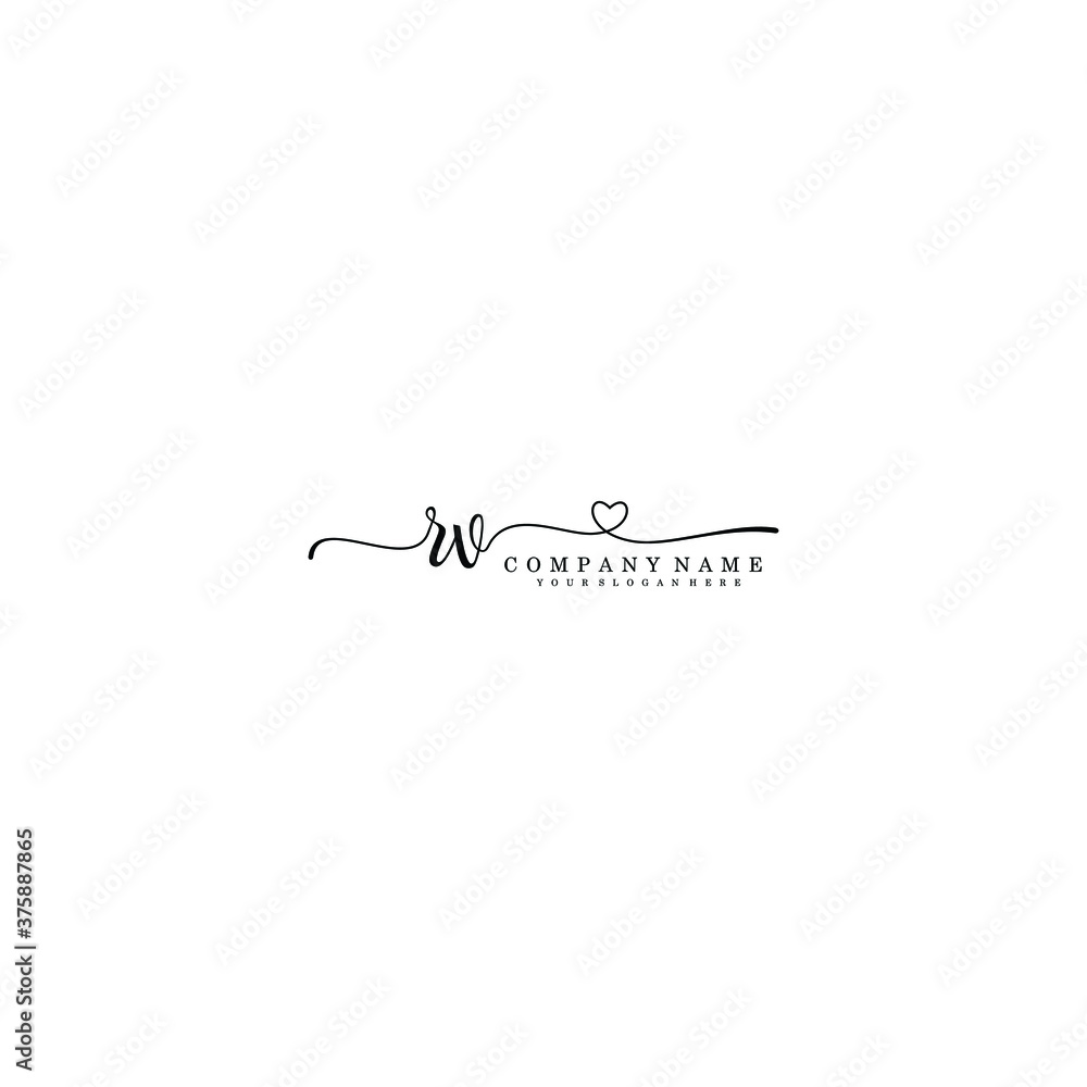 RV Initial handwriting logo template vector