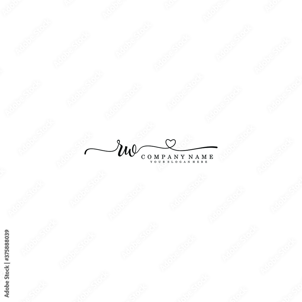 RW Initial handwriting logo template vector RW Initial handwriting logo template vector