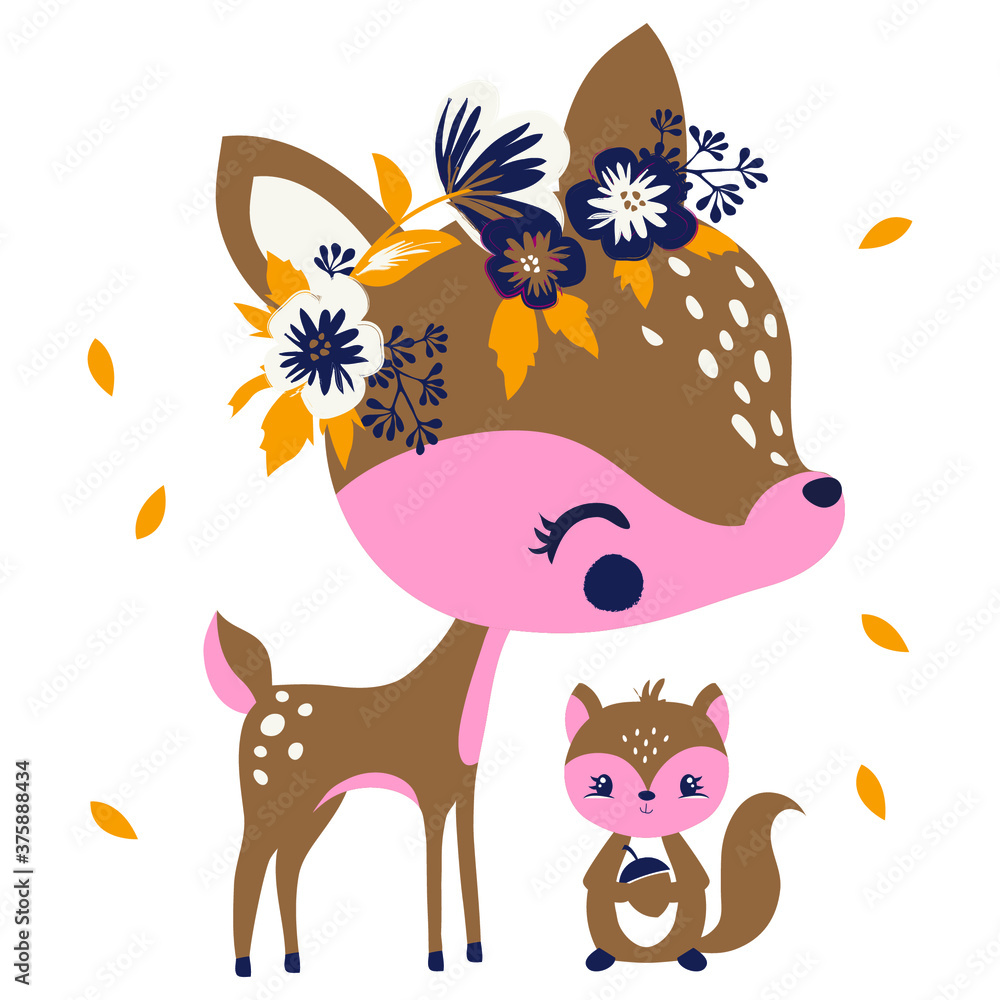 deer and fawn cartoon