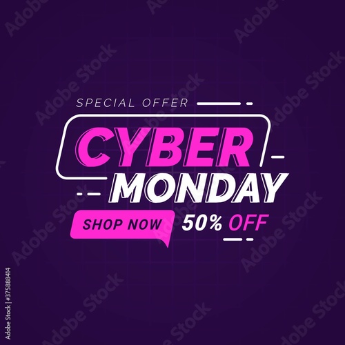 Cyber Monday sale banner template for business promotion vector illustration