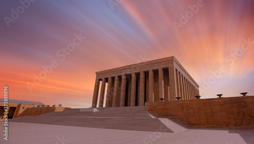 Anitkabir - Mausoleum of Ataturk with dramatic sunset - Ankara Turkey