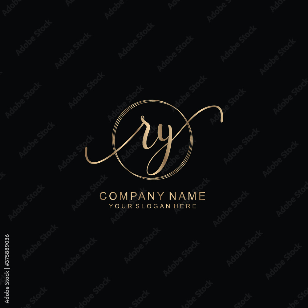 RY Initial handwriting logo template vector RY Initial handwriting logo template vector