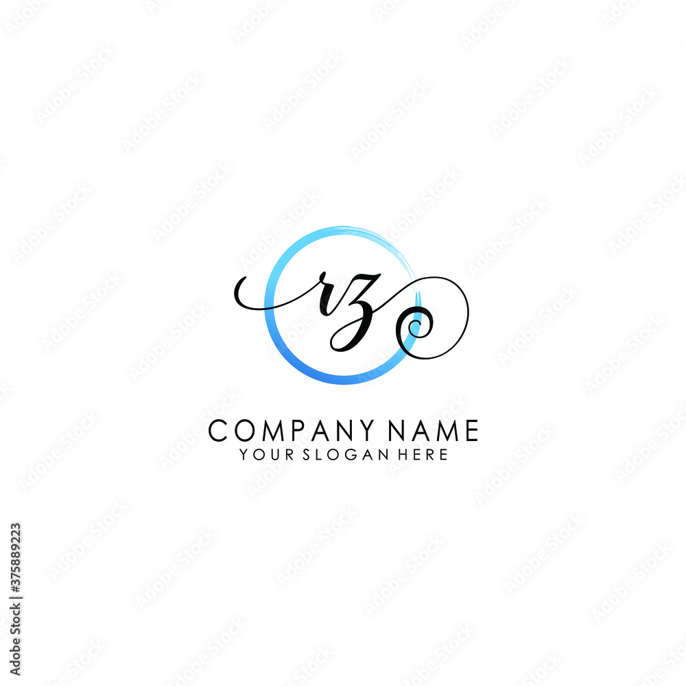 RZ Initial handwriting logo template vector RZ Initial handwriting logo template vector