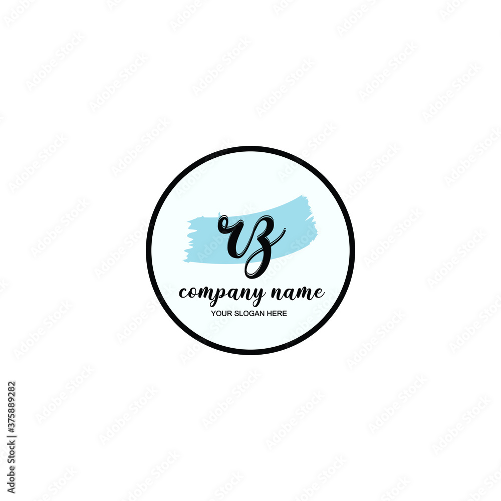 RZ Initial handwriting logo template vector RZ Initial handwriting logo template vector