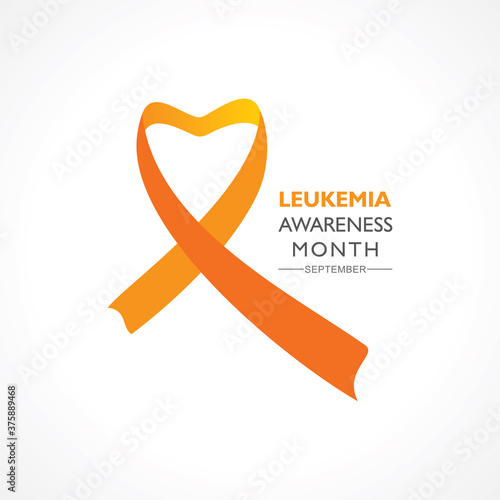 Leukemia Awareness month with orange colored ribbon, observed in September