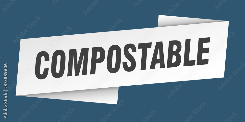 compostable banner template. ribbon label sign. sticker
