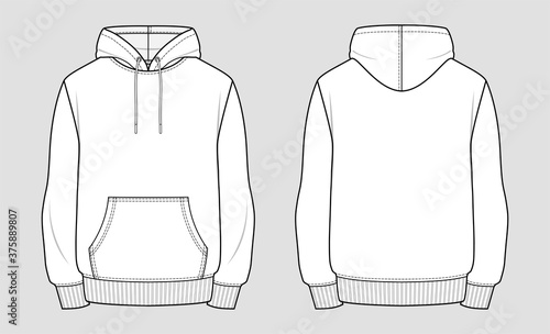 Hoodie. Technical sketch of clothes. Fashion vector illustration photo