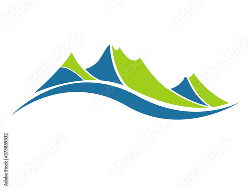 mountains in blue and green