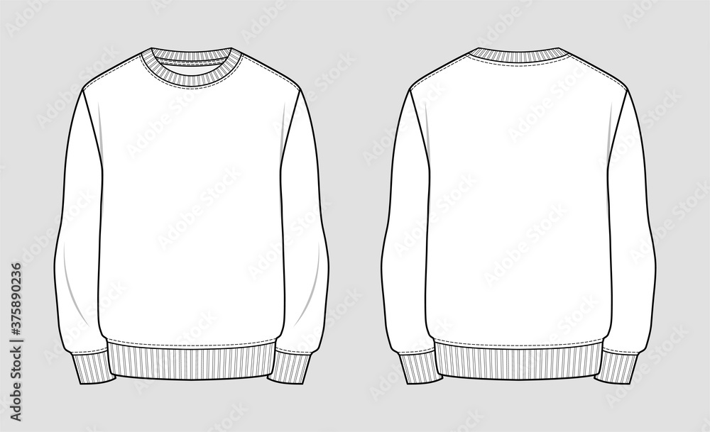 Sweatshirt. Technical sketch of clothes. Fashion vector illustration ...