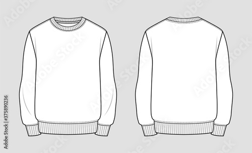 Sweatshirt. Technical sketch of clothes. Fashion vector illustration