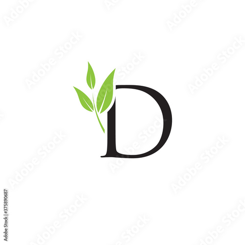 Letter D nature logo design. Simple minimalist vector template